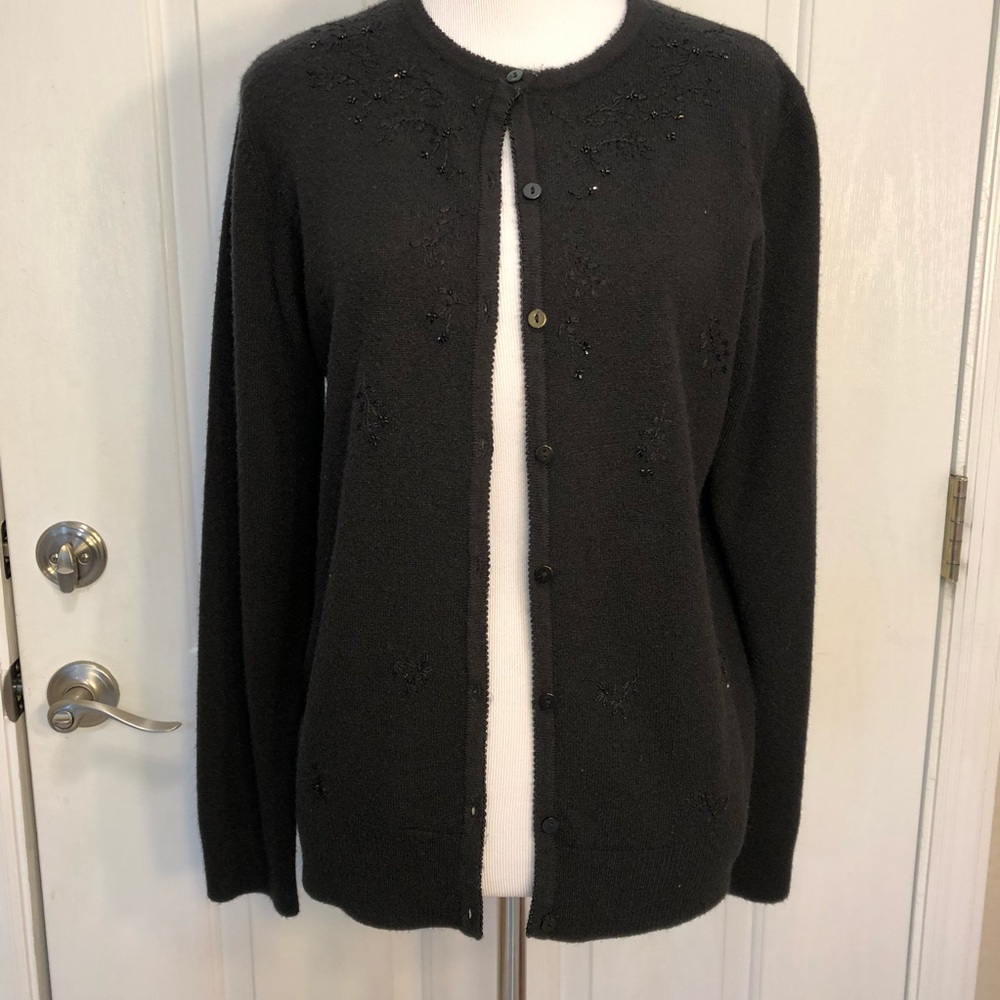Carolyn Taylor black dressy cardigan, size S